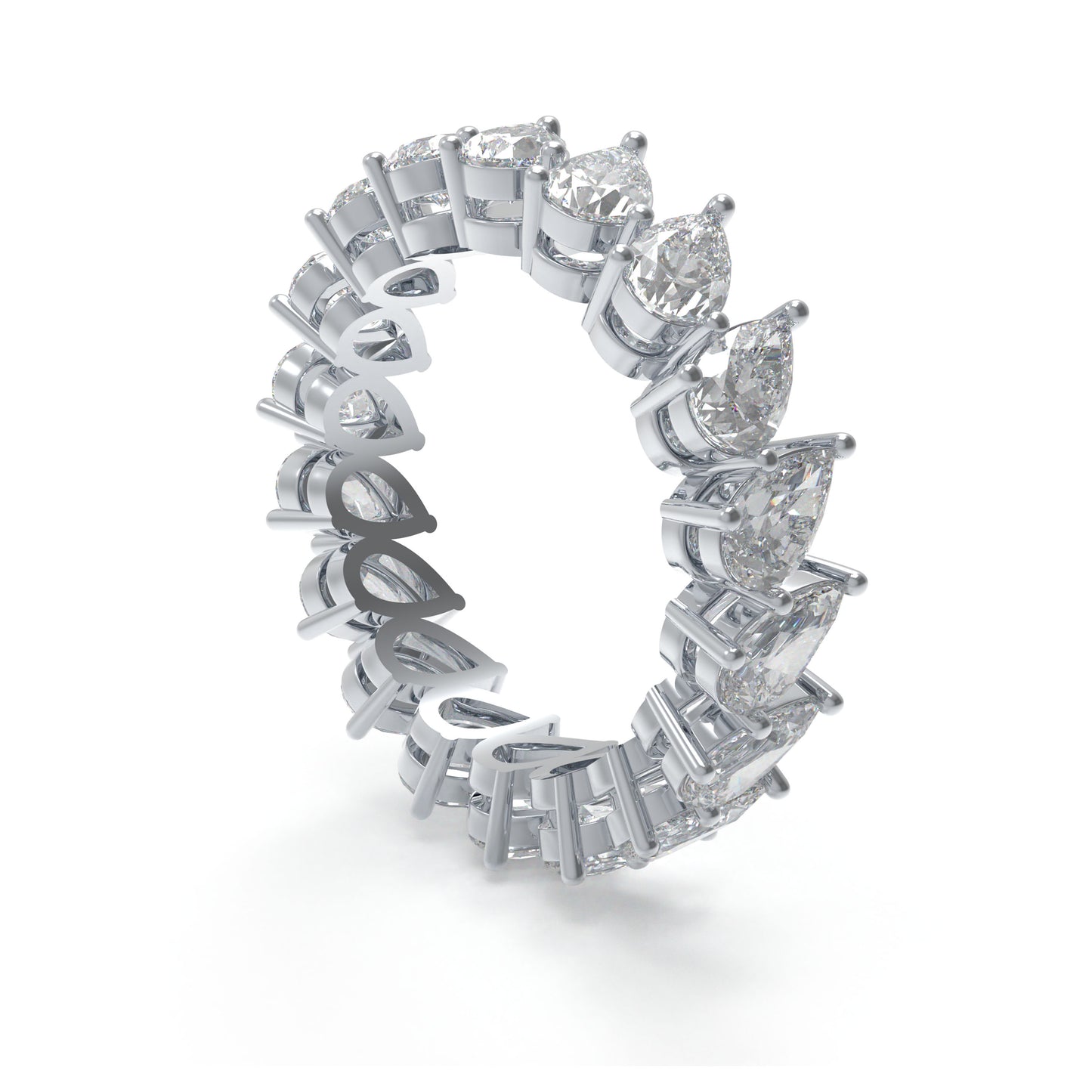 925 Sterling Silver Pear Cut Lab Created Moissanite Eternity Band 3CT Wedding Anniversary Ring