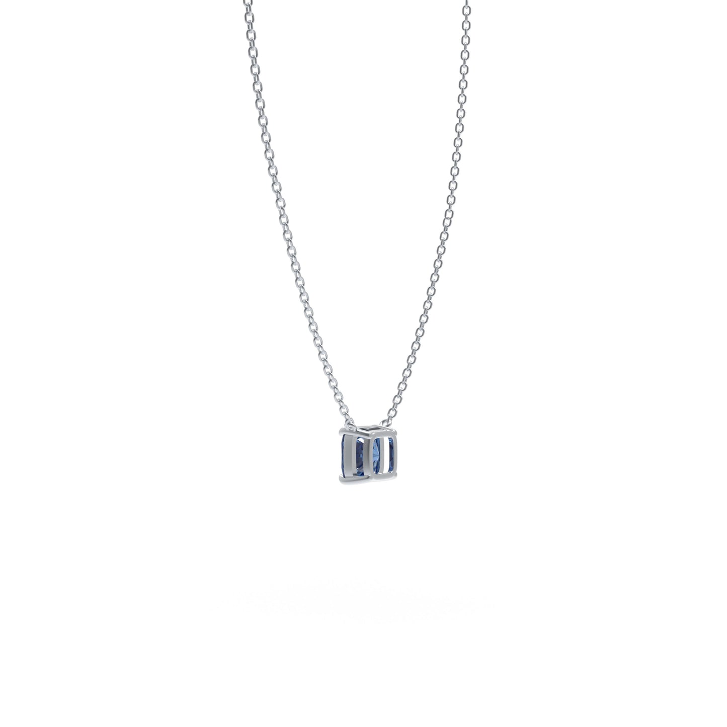 Handmade 925 Sterling Silver Cushion Cut Lab-Grown Sapphire Pendant, Premium Jewelry Gift for Any Occasion