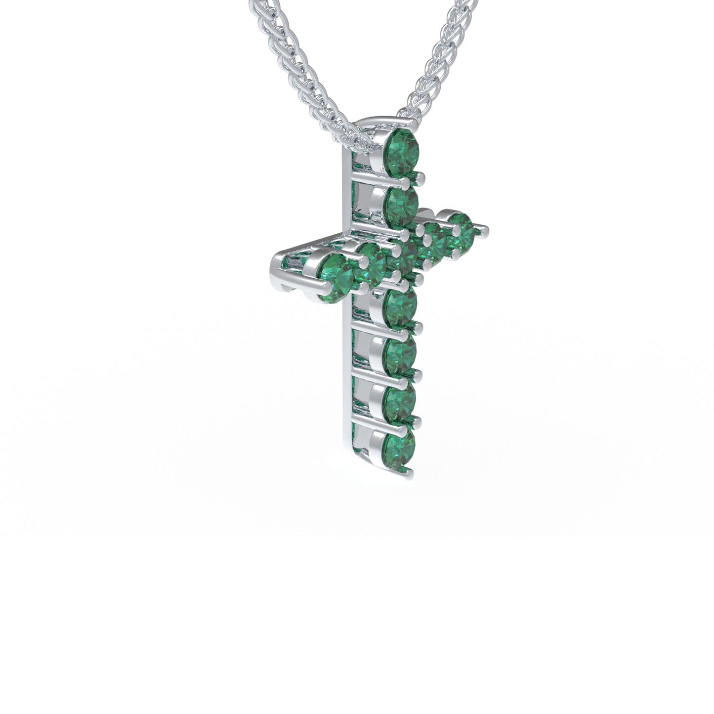 925 Sterling Silver Pendant Necklace with 1ct Lab-Created Emeralds (11 Round 3mm) - 450mm Chain, Elegant Gift for Women, Anniversary & Birthday Present