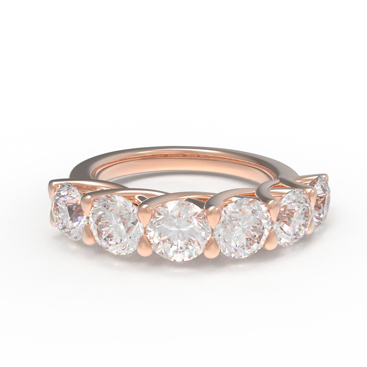 1.8ct Lab Grown Diamond Ring for Women - 6 Stone VVS1-VVS2 D-E Color Engagement Ring, Available in 10K/14K Rose Gold, Perfect Wedding & Anniversary Band