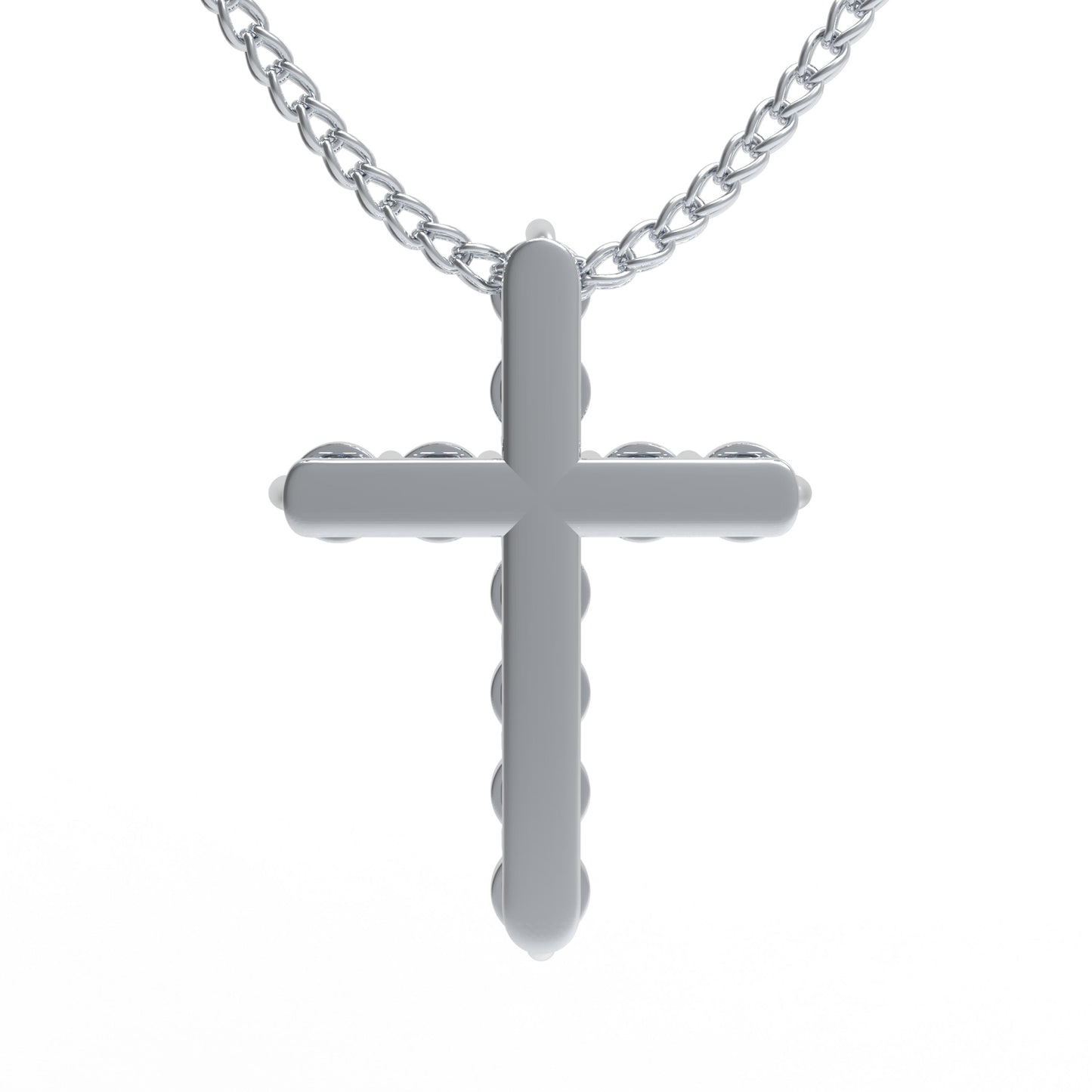 Lab-Grown Diamond Cross Necklace in White Gold/Platinum, Gift for Her
