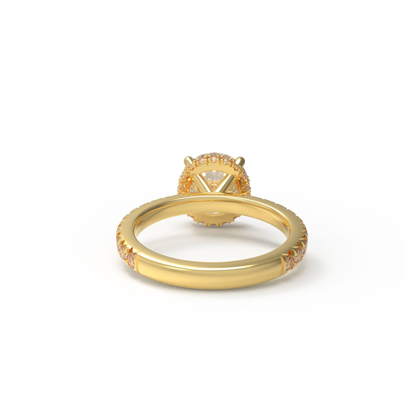 Handmade Gold Engagement and Wedding Ring - 1CT/2CT/3CT Main Stone, 0.5CT Side Stones, 9K/14K/18K Yellow Gold Options