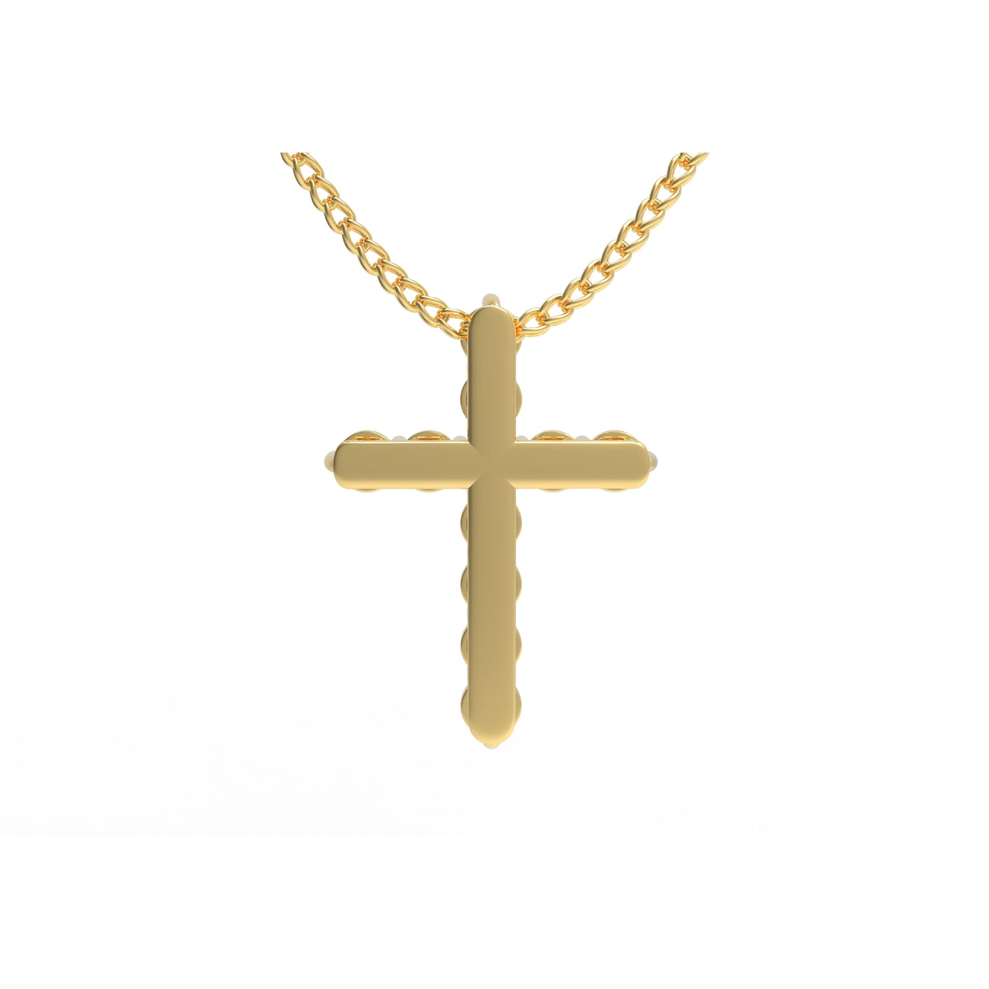 10K/14K Yellow Gold Cross Lucky Pendant Necklace with 0.7ct Lab Grown Diamonds, 11 Stones of 3mm Diameter, Perfect Gift for Women, Girlfriend, Wife, Mom, Client on Birthday, Anniversary, Mother's Day