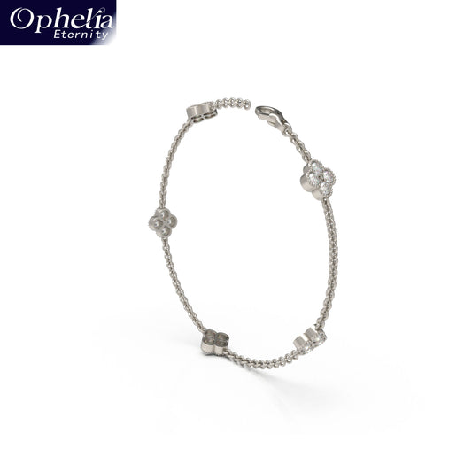Handmade Four - Leaf Clover Bracelet with Lab - Grown Diamonds (VVS1 - VVS2 Clarity) in Platinum
