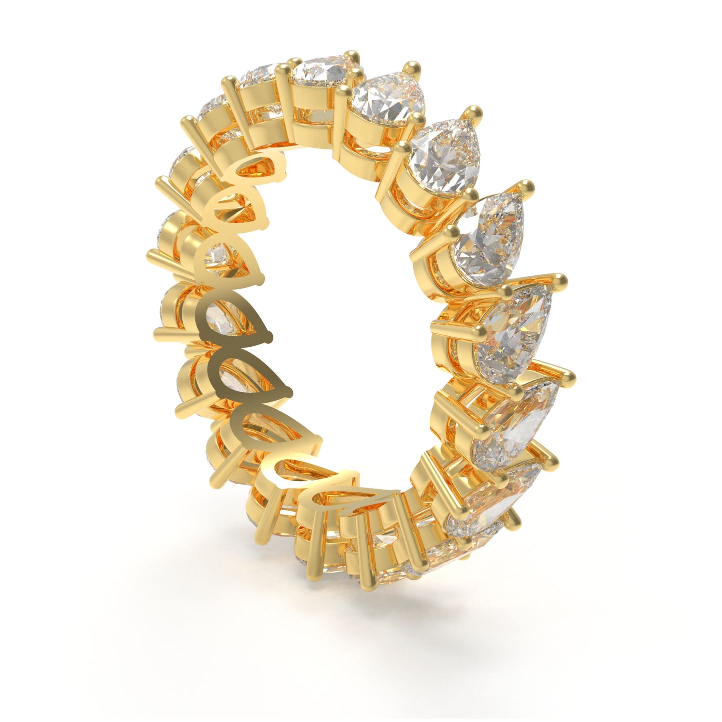 10K/14K Yellow Gold Pear Lab Grown Diamond Eternity Band 3CT Wedding Proposal Anniversary Ring