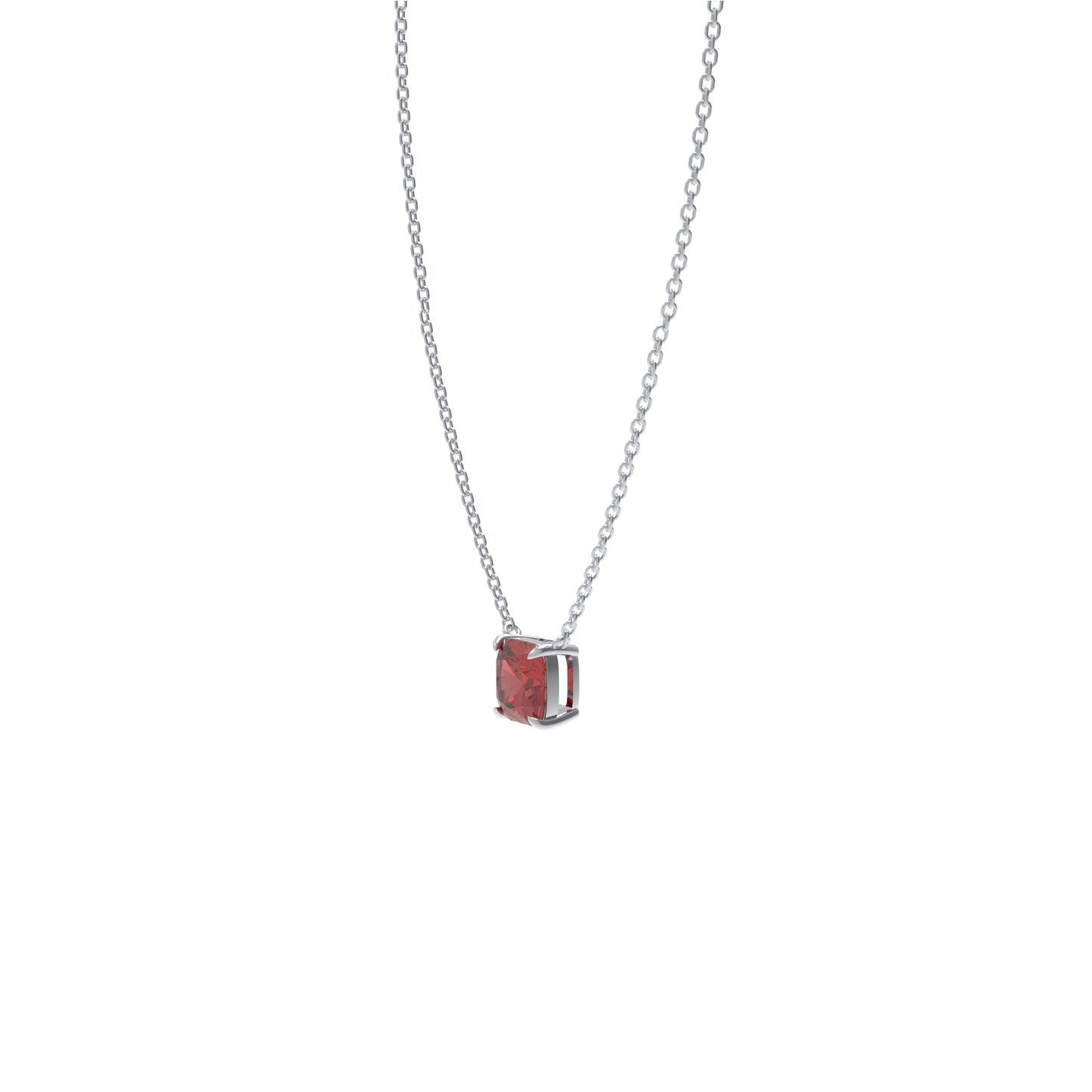 Handmade 925 Sterling Silver Cushion Cut Lab-Grown Ruby Pendant, Luxury Jewelry Gift for Her