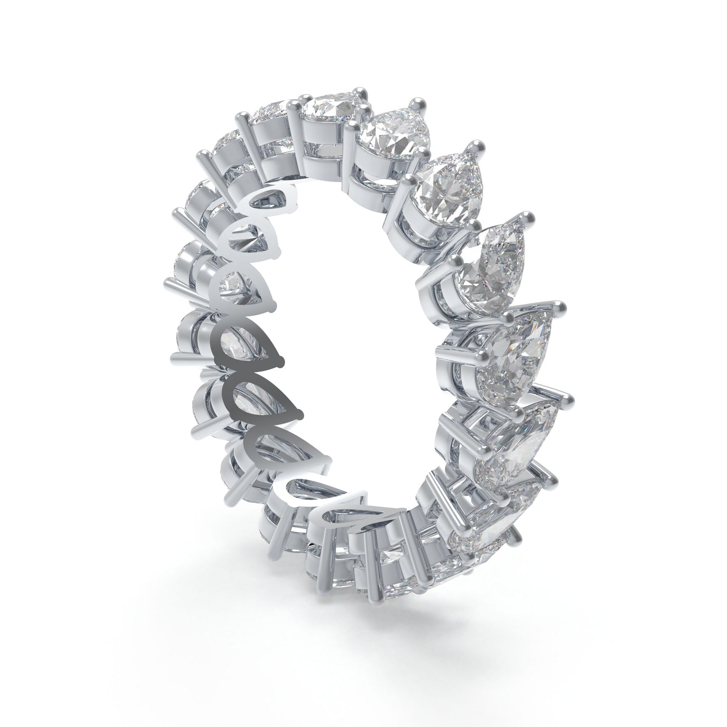 10K/14K White Gold PT950 Platinum Pear Lab Grown Diamond Eternity Band 3CT Wedding Anniversary Ring