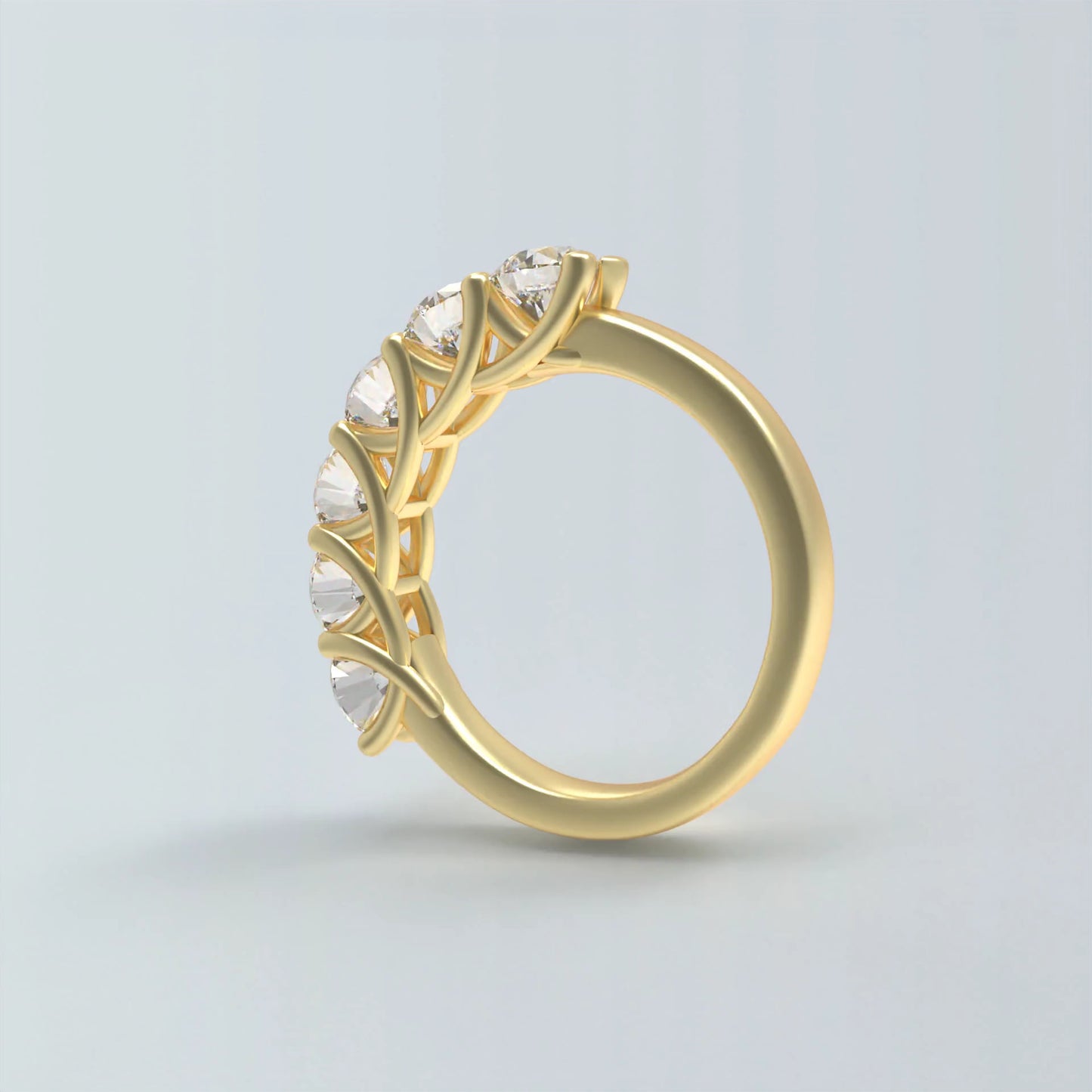 1.8ct Lab Grown Diamond Ring (6 Stones, VVS1-VVS2 D-E Color) in 10K/14K/Yellow Gold, Proposal Wedding Anniversary Band for Women