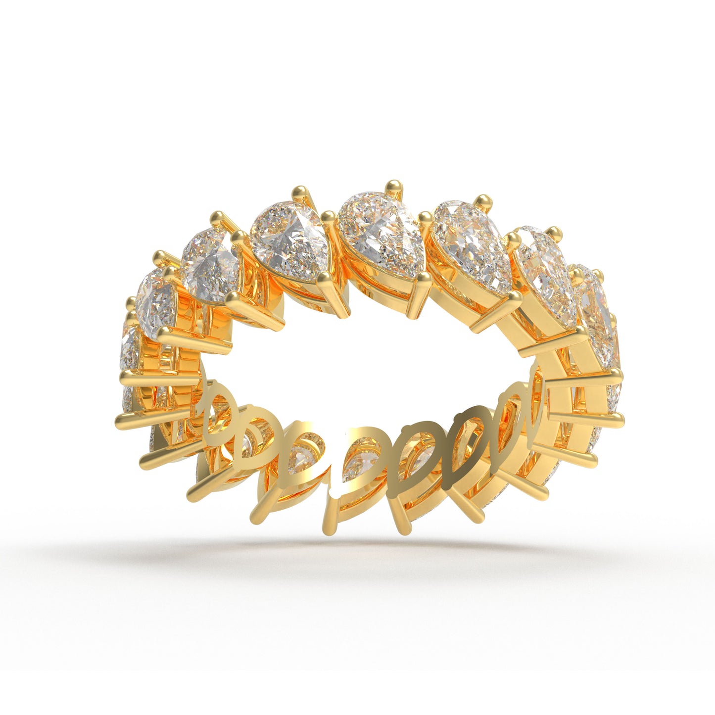 10K/14K Yellow Gold Pear Lab Grown Diamond Eternity Band 3CT Wedding Proposal Anniversary Ring