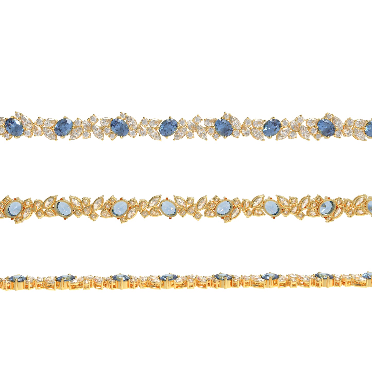 925 Sterling Silver 14K Gold Plated Marquise Bracelet – 11 Lab-Created Marquise Sapphires & 33 Pear Moissanite, 10ct/12ct/15ct Total Carat, Luxury Jewelry Gift for Wife, Mother, Sister