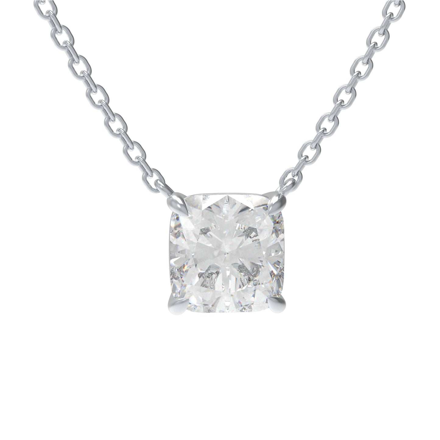Handmade 925 Sterling Silver Cushion Cut Moissanite Pendant Necklace, Perfect Gift for Holidays and Daily Wear
