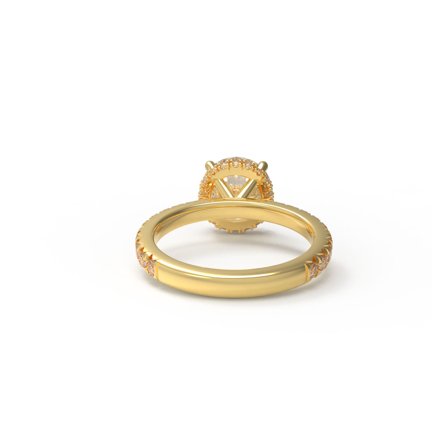 Handmade Gold Engagement and Wedding Ring - 1CT/2CT/3CT Main Stone, 0.5CT Side Stones, 9K/14K/18K Yellow Gold Options