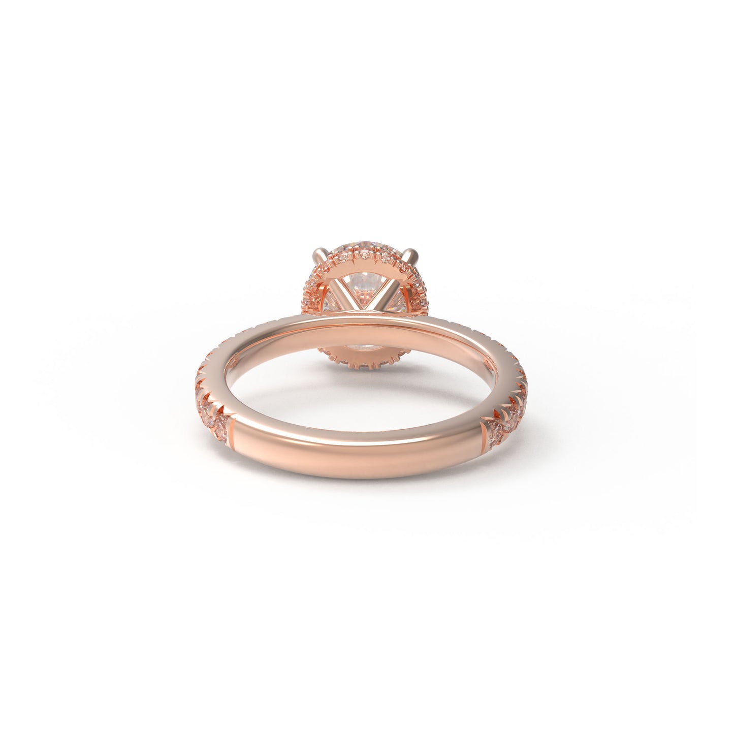 Handmade Rose Gold Engagement & Wedding Ring - 1CT/2CT/3CT Main Stone, 0.5CT Side Stones, 9K/14K/18K Rose Gold Options