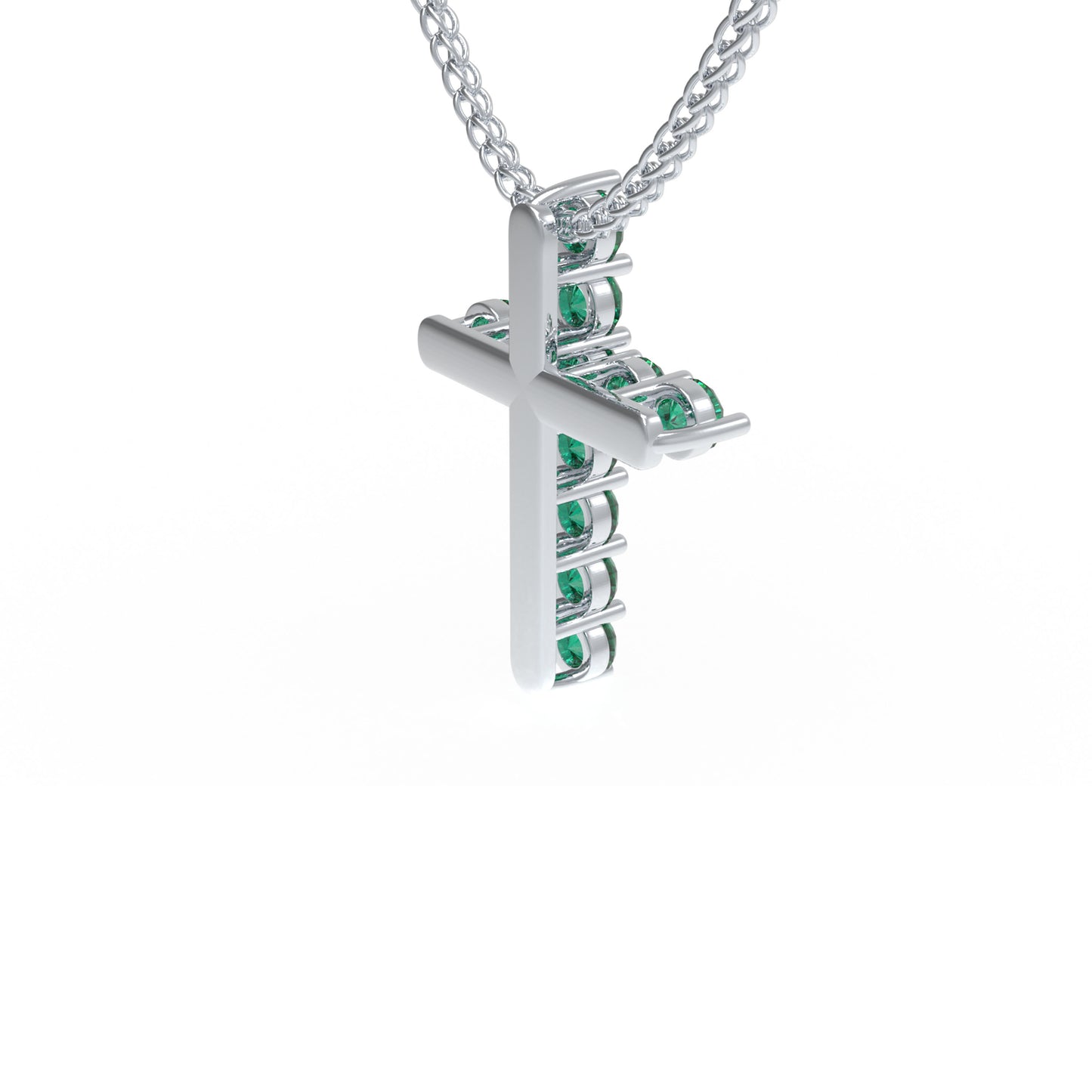925 Sterling Silver Pendant Necklace with 1ct Lab-Created Emeralds (11 Round 3mm) - 450mm Chain, Elegant Gift for Women, Anniversary & Birthday Present