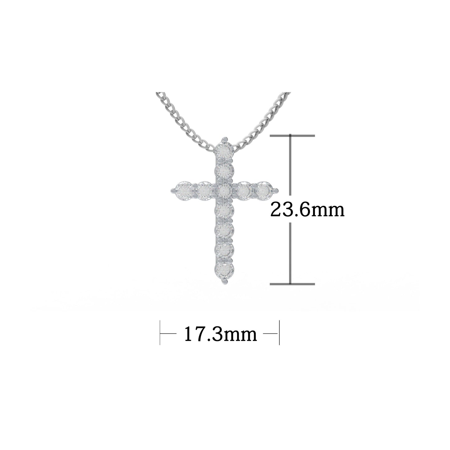 Lab-Grown Diamond Cross Necklace in White Gold/Platinum, Gift for Her