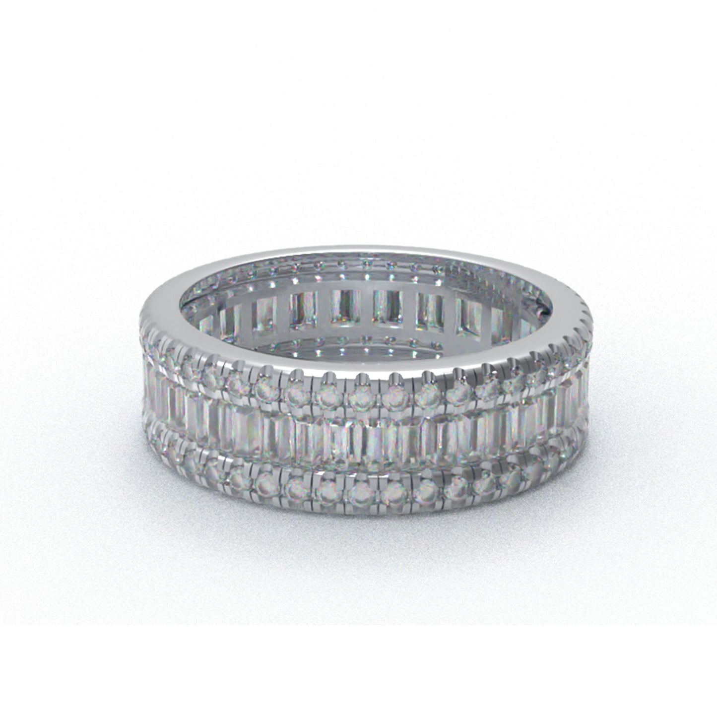 10K/14K/18K White Gold  Or Platinum 1CT Round & 2CT Eternity Ring with Fancy Cut Lab Grown Diamonds (D-E Color, VVS1-VVS2 Clarity) - Ideal for Wedding, Proposal, Anniversary