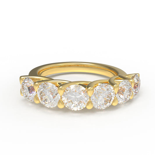 1.8ct Lab Grown Diamond Ring (6 Stones, VVS1-VVS2 D-E Color) in 10K/14K/Yellow Gold, Proposal Wedding Anniversary Band for Women