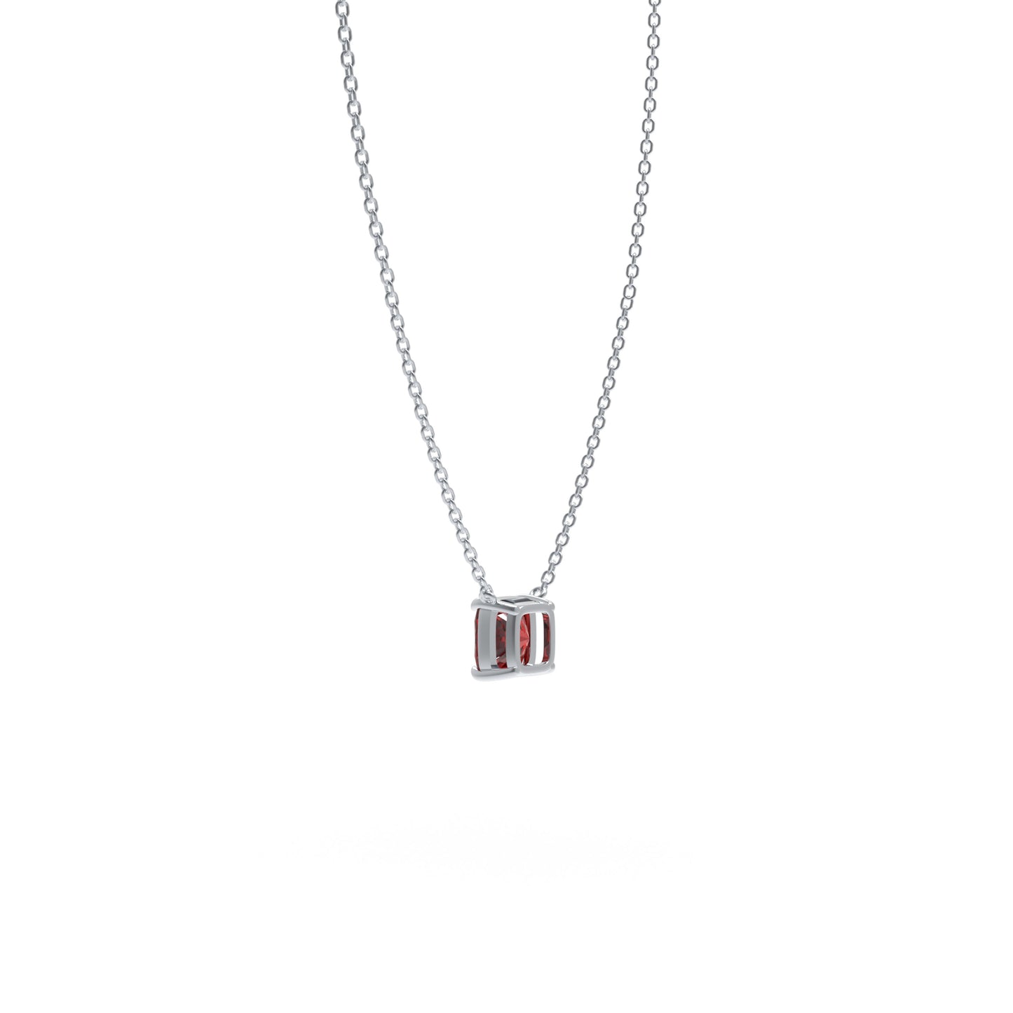 Handmade 925 Sterling Silver Cushion Cut Lab-Grown Ruby Pendant, Luxury Jewelry Gift for Her