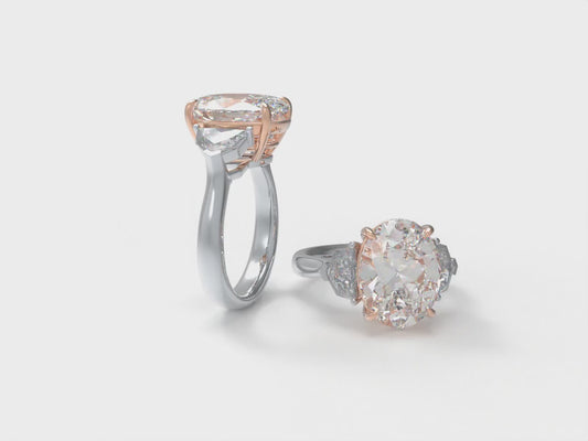 Handmade 3 - Diamond Ring with 2.8CT/4CT Lab - Grown Main Diamond, 9K/14K/18K White Gold, Perfect for Proposal, Wedding, Anniversary