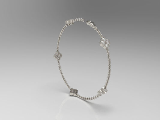 Handmade Four - Leaf Clover Bracelet with Lab - Grown Diamonds (VVS1 - VVS2 Clarity) in Platinum