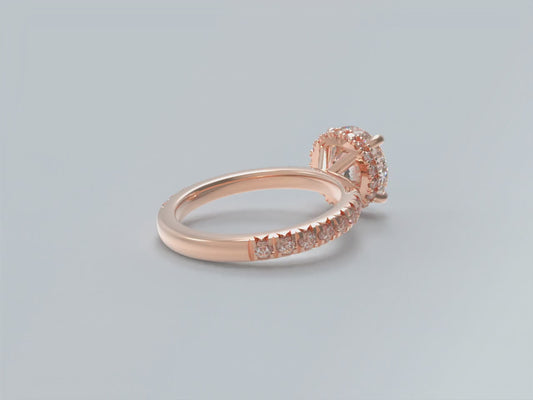 Handmade Rose Gold Engagement & Wedding Ring - 1CT/2CT/3CT Main Stone, 0.5CT Side Stones, 9K/14K/18K Rose Gold Options