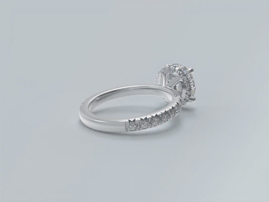 Handmade Engagement Wedding Ring with 1CT/2CT/3CT Main Stone & 0.5CT Side Stones, 9K/14K/18K White Gold Optional