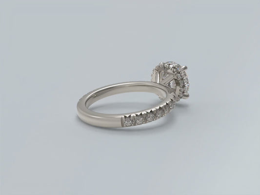 Handmade Platinum Engagement & Wedding Ring - 1CT/2CT/3CT Main Stone, 0.5CT Total Side Stones, Ideal for Proposal & Anniversary